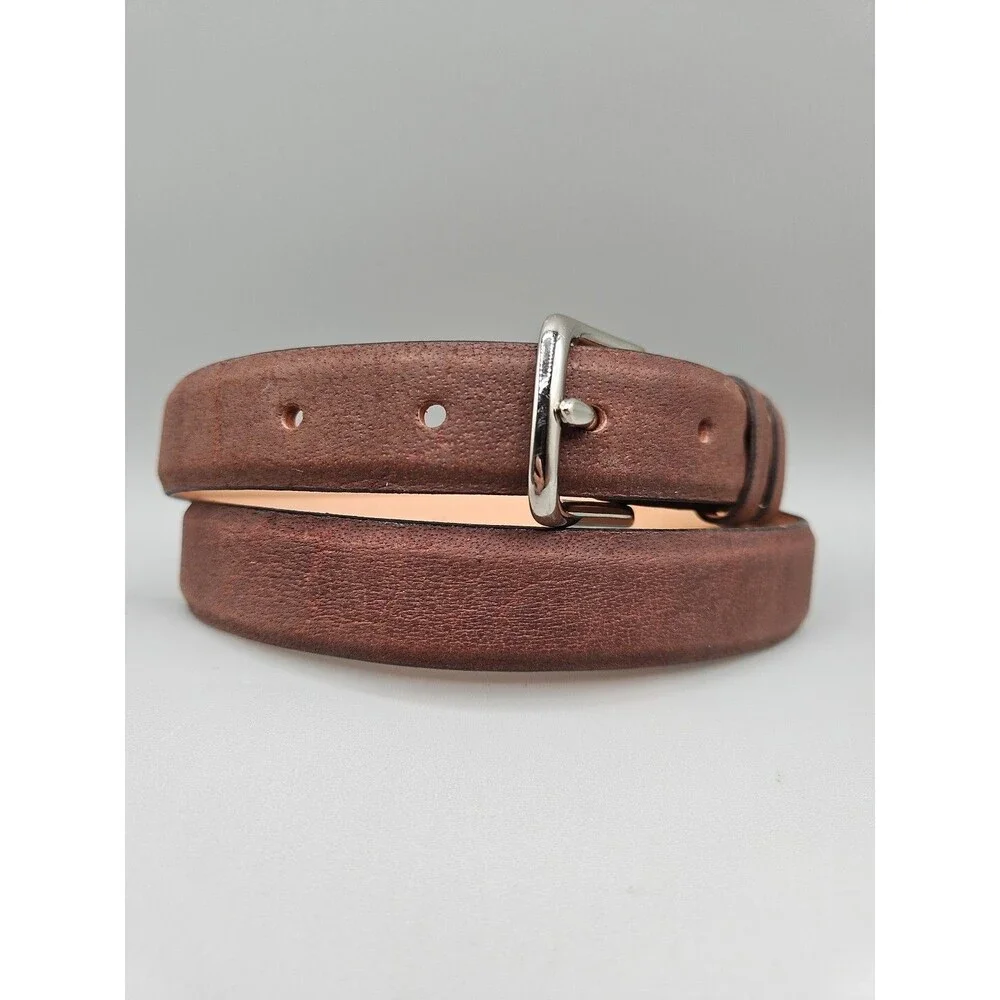 Men's Brown Cape Buffalo Belt Handcrafted In USA Brass Buckle 38 1